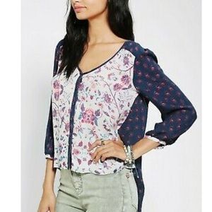 Ecotè Urban Outfitters Paisley & Floral Print Button Down Hi Lo Top Size L